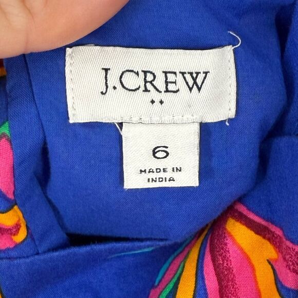 J. Crew Floral Tie Back Strappy Top in Brilliant Blue Fuchsia | Size 6 - Picture 8 of 10